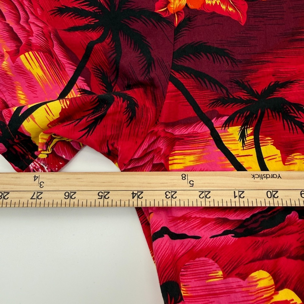 Palmwave Hawaiian Shirt Men XL Tropical Sunset Surf 100% Cotton Red Floral - Picture 5 of 8